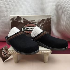 Original Rugged Outback Black Wool Mule Clogs